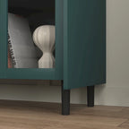 Meuble de rangement pour garde-manger, bar à café de 55 pouces avec 2 tiroirs, 2 compartiments de rangement ouverts et 2 portes vitrées, buffet en bois