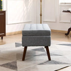 Banc de rangement avec rangement intégré, banc de bout de lit, banc d'entrée, pouf de rangement, 111 cm (L) x 46 cm (P), banc en lin gris