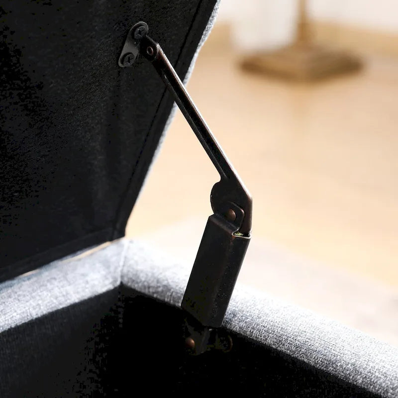 Banc de rangement avec rangement intégré, banc de bout de lit, banc d'entrée, pouf de rangement, 111 cm (L) x 46 cm (P), banc en lin gris