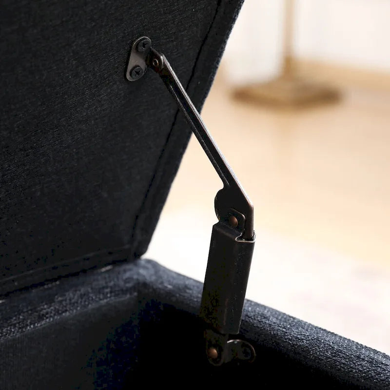 Banc de rangement avec rangement intégré, banc de bout de lit, banc d'entrée, pouf de rangement, 111 cm (L) x 46 cm (P), banc en lin gris