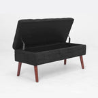 Banc de rangement avec rangement intégré, banc de bout de lit, banc d'entrée, pouf de rangement, 111 cm (L) x 46 cm (P), banc en lin gris