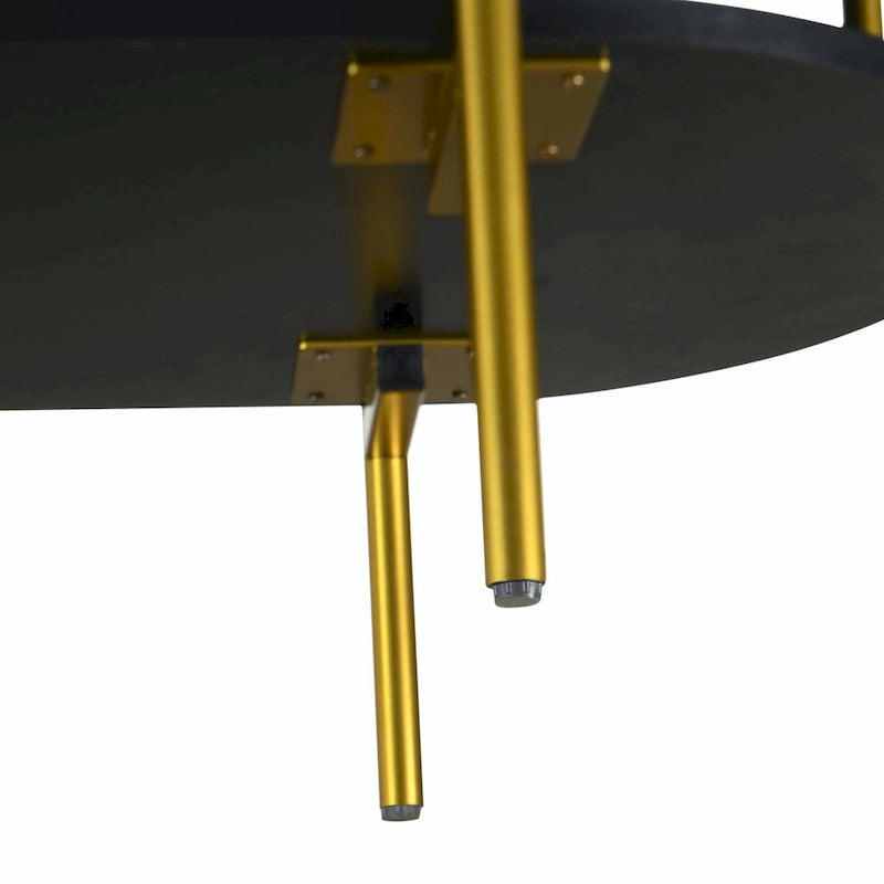 Meuble de salle à manger incurvé à 2 portes - Élégant avec garniture dorée et portes en rotin tressé