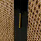 Meuble de salle à manger incurvé à 2 portes - Élégant avec garniture dorée et portes en rotin tressé