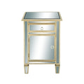 Armoire de chambre à un tiroir et une porte en verre miroir - Beige - Roche River Decor