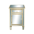 Armoire de chambre à un tiroir et une porte en verre miroir - Beige - Roche River Decor