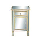 Glass Mirrored 1 Drawer and 1 Door Room Cabinet - Beige - Roche River Decor