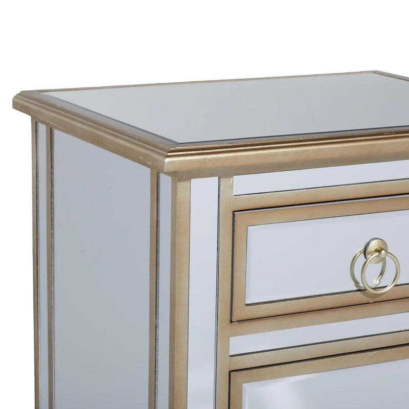 Armoire de chambre à un tiroir et une porte en verre miroir - Beige - Roche River Decor