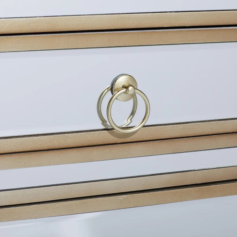 Armoire de chambre à un tiroir et une porte en verre miroir - Beige - Roche River Decor