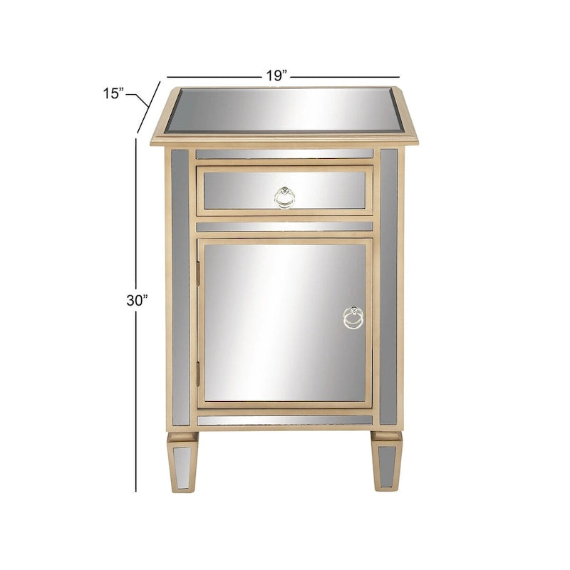 Armoire de chambre à un tiroir et une porte en verre miroir - Beige - Roche River Decor