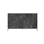 Buffet sculpté à 4 portes, meuble de rangement avec étagère réglable pour salon