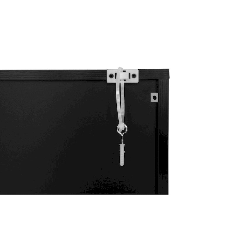 Buffet sculpté à 4 portes, meuble de rangement avec étagère réglable pour salon