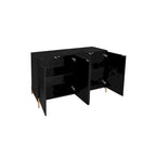 Buffet sculpté à 4 portes, meuble de rangement avec étagère réglable pour salon