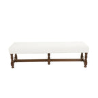 Banc en tissu avec pieds tournés traditionnels en bois marron - Crème - Roche River Decor