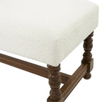Banc en tissu avec pieds tournés traditionnels en bois marron - Crème - Roche River Decor