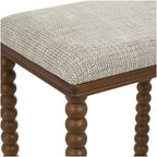 Banc en tissu avec pieds tournés traditionnels en bois marron - Crème - Roche River Decor