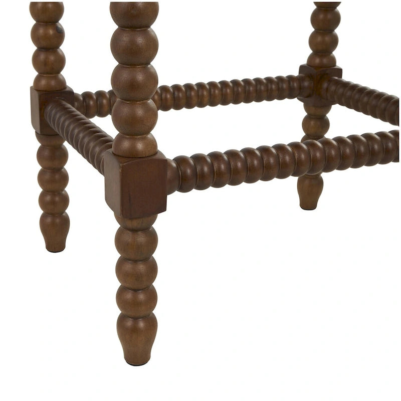 Banc en tissu avec pieds tournés traditionnels en bois marron - Crème - Roche River Decor