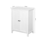 Armoire de rangement au sol pour salle de bain avec double porte et étagère réglable, blanche