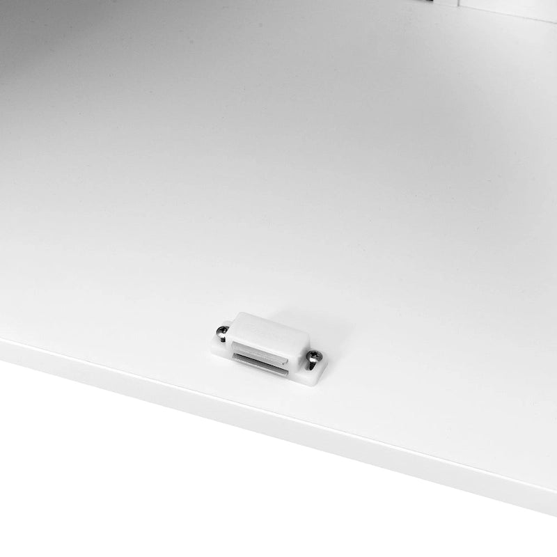 Armoire de rangement au sol pour salle de bain avec double porte et étagère réglable, blanche