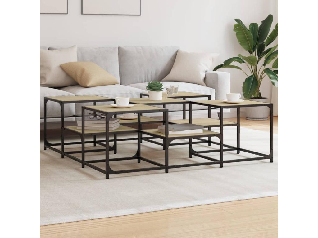 Table basse en bois composite marron, 121 x 121 x 40 cm