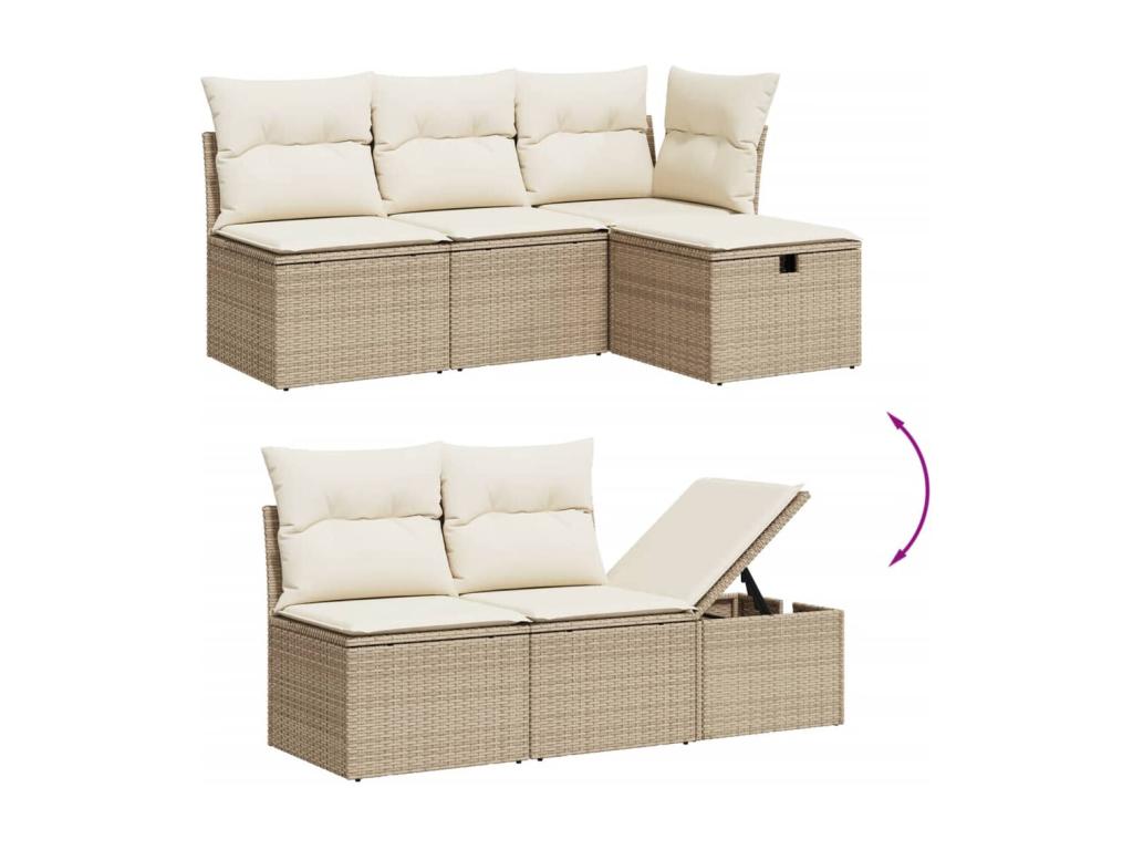 Ensemble de mobilier de jardin en résine tressée beige - dlz1766459370594