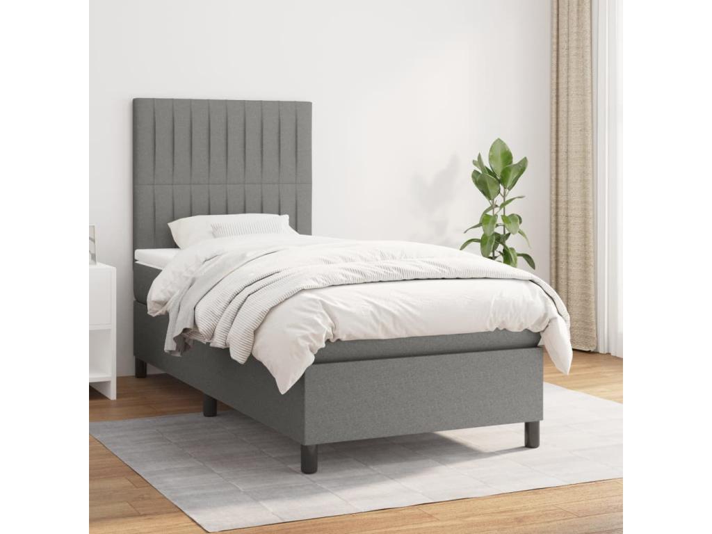 Matelas en tissu gris, 90 x 200 cm - dlz1766459932682