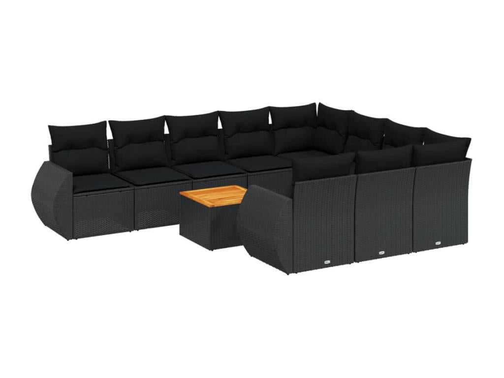 Ensemble de mobilier de jardin en résine tressée noire - dlz1766459511520