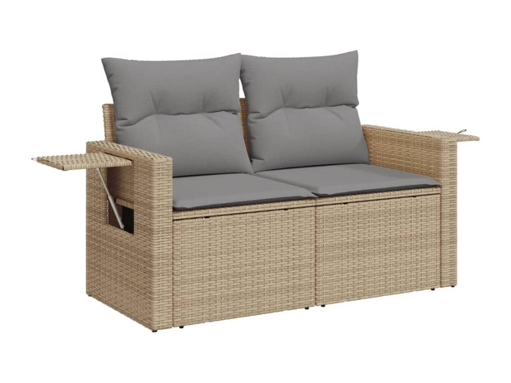 Ensemble de mobilier de jardin en résine tressée beige - dlz1766459281025