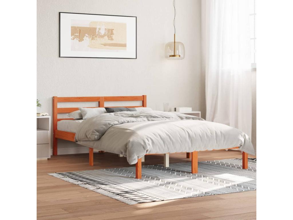 Cadre de lit en pin brun, 120 x 200 cm