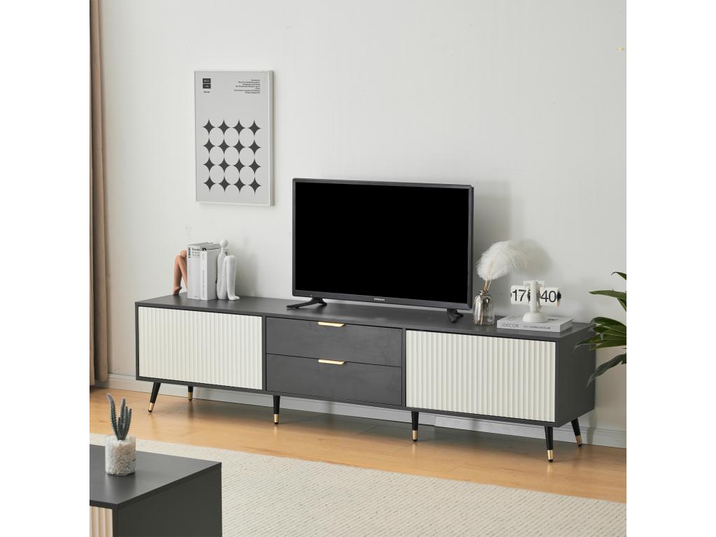 Meuble TV gris, 200 x 40 x 50 cm