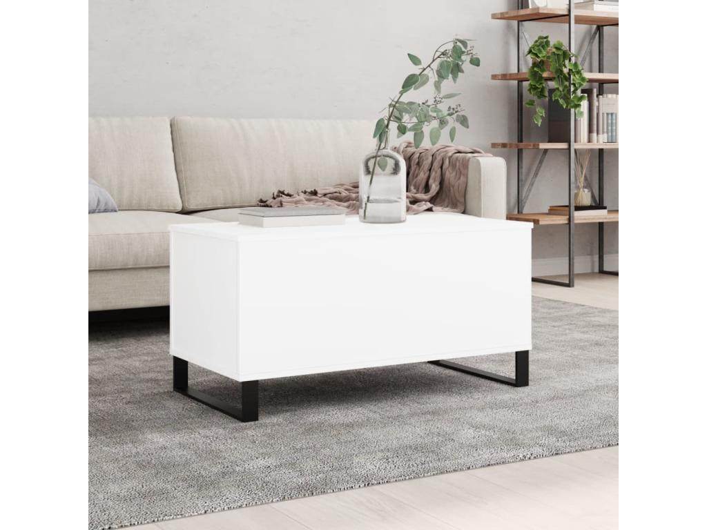 Table basse en bois d'ingénierie blanc, 90 x 44,5 x 45 cm