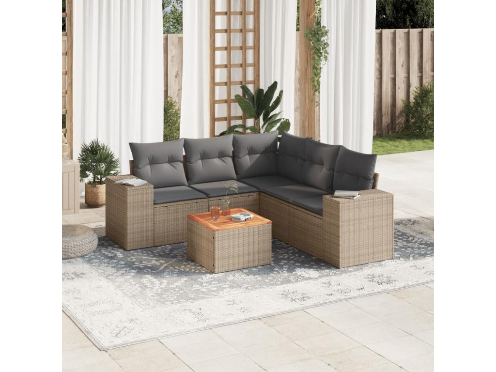 Ensemble de mobilier de jardin en résine tressée beige - dlz1766459987342