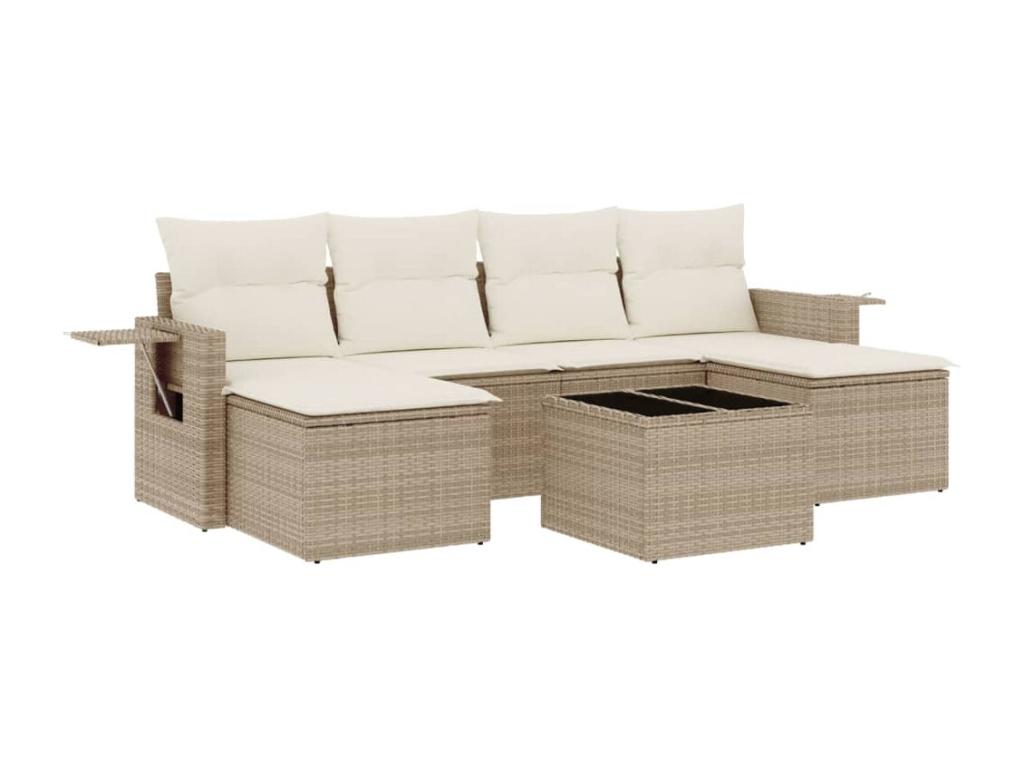 Ensemble de mobilier de jardin en résine tressée beige - dlz1766459698265