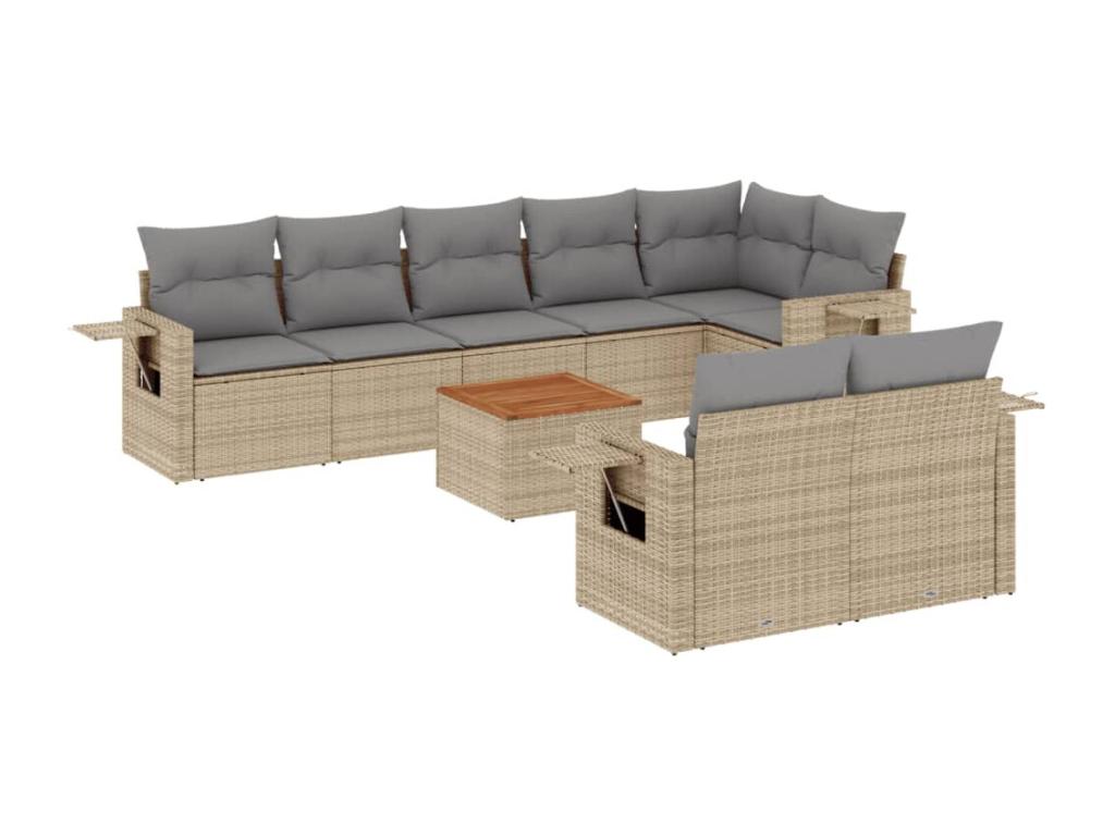 Ensemble de mobilier de jardin en résine tressée beige - dlz1766459281025