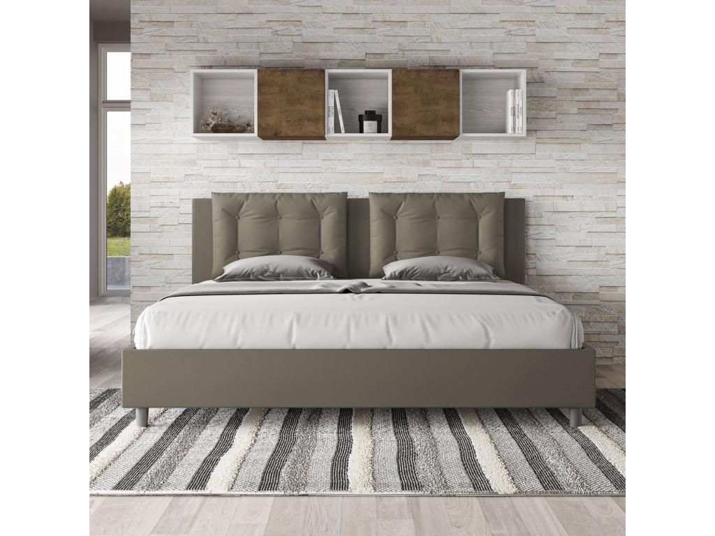 Lit en similicuir marron, 180 x 200 cm