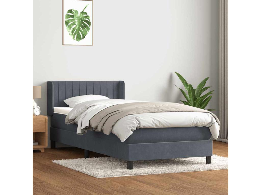 Matelas en velours gris, 80 x 210 cm