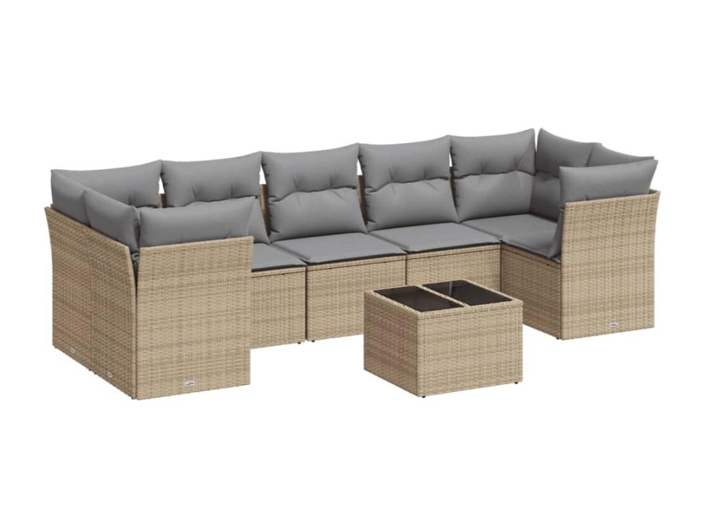 Ensemble de mobilier de jardin en résine tressée beige - dlz1766459439388