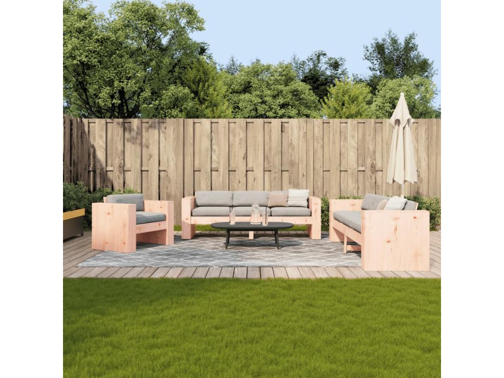 Ensemble de mobilier d'extérieur en bois massif naturel