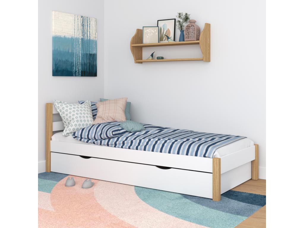 Lit en chêne blanc, 100 x 180 cm