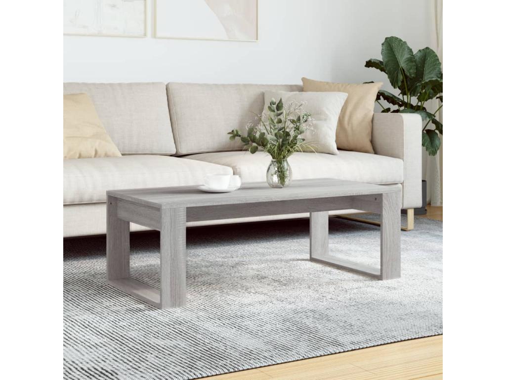 Table basse en bois d'ingénierie gris, 102 x 50 x 35 cm