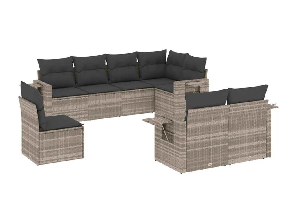 Ensemble de mobilier de jardin en résine tressée grise - dlz1766459353303