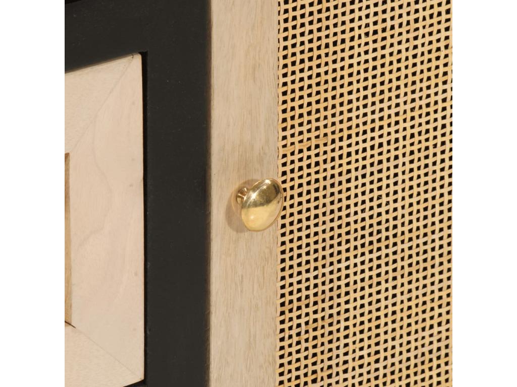 Buffet en bois massif noir, 55 x 30 x 76 cm