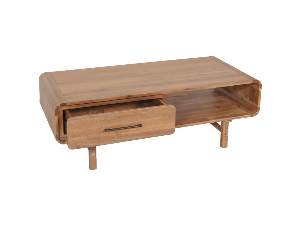 Table basse en bois massif marron, 44 x 125 x 60 cm