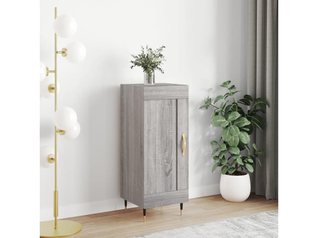 Buffet en bois d'ingénierie gris, 34,5 x 34 x 90 cm