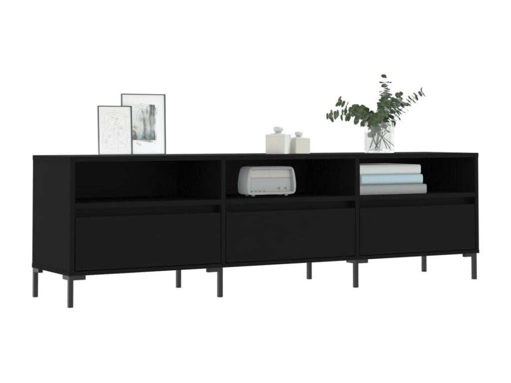 Meuble TV en bois d'ingénierie noir, 150 x 30 x 44,5 cm