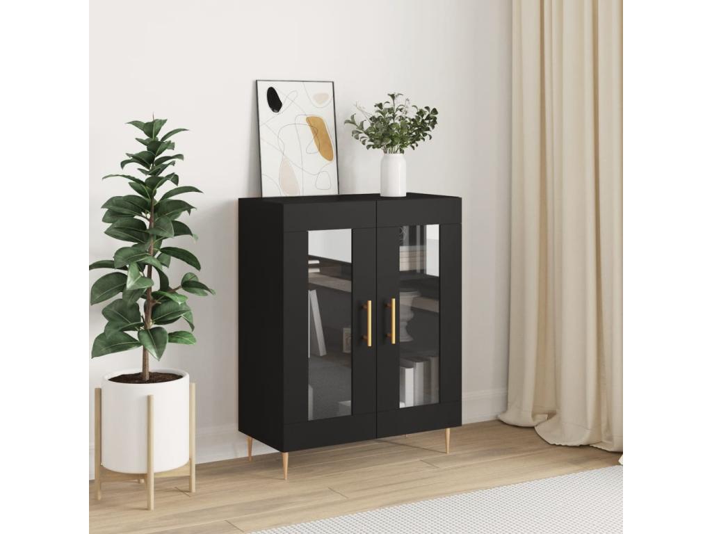 Buffet en bois d'ingénierie noir, 69,5 x 34 x 90 cm