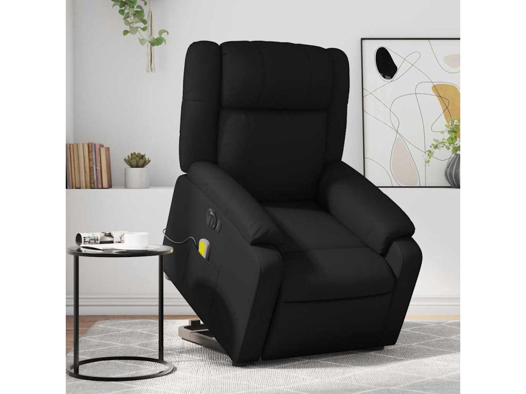Fauteuil d'appoint en similicuir noir - dlz1766459178222