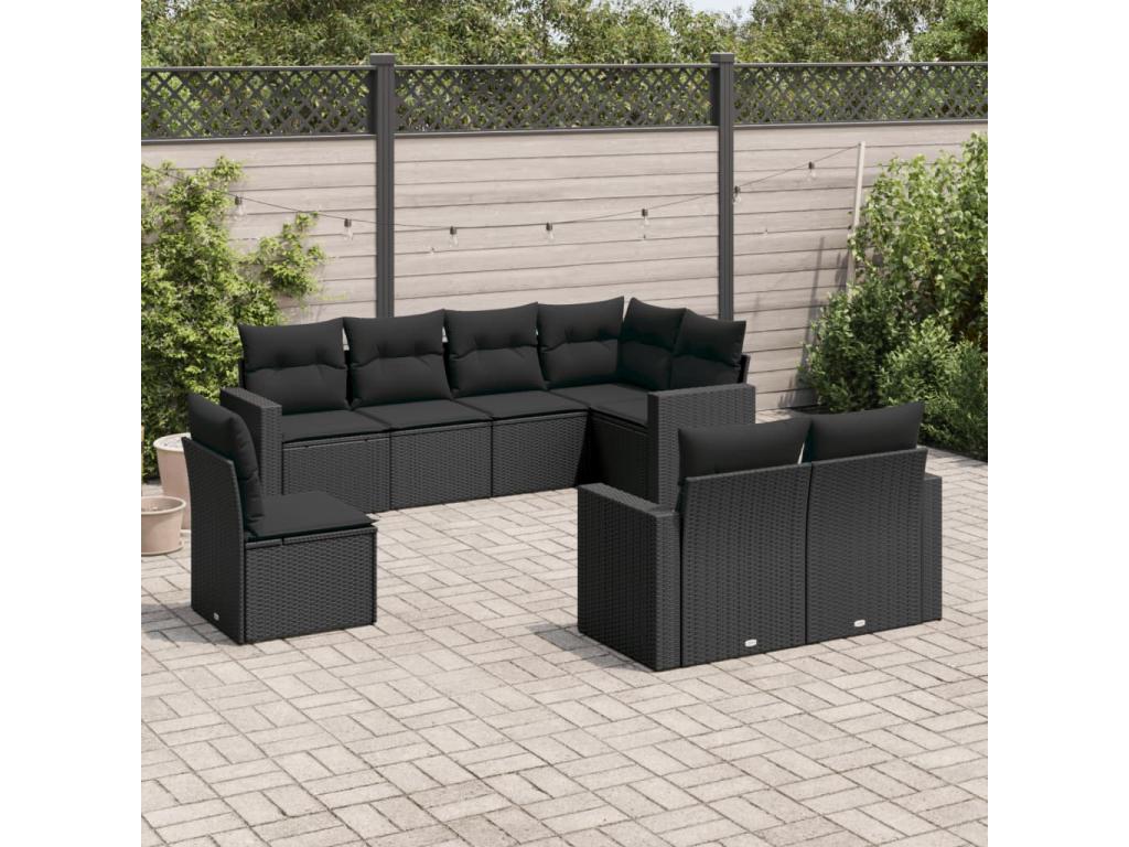 Ensemble de mobilier de jardin en résine tressée noire - dlz1766460083282
