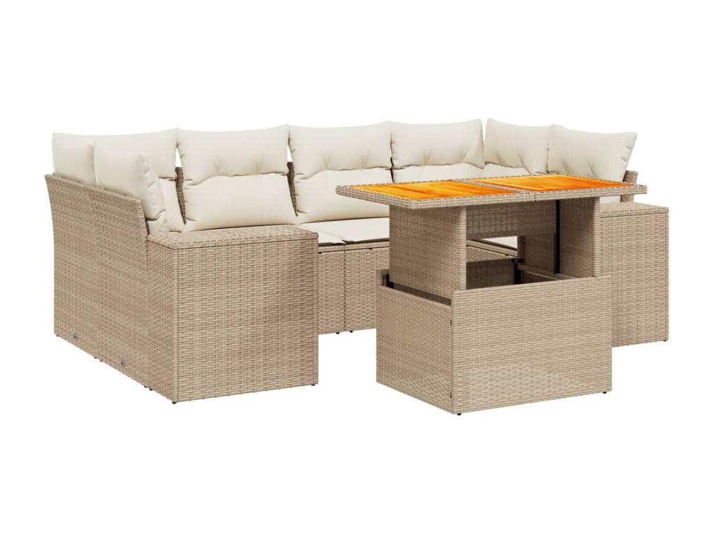 Ensemble de mobilier de jardin en résine tressée beige