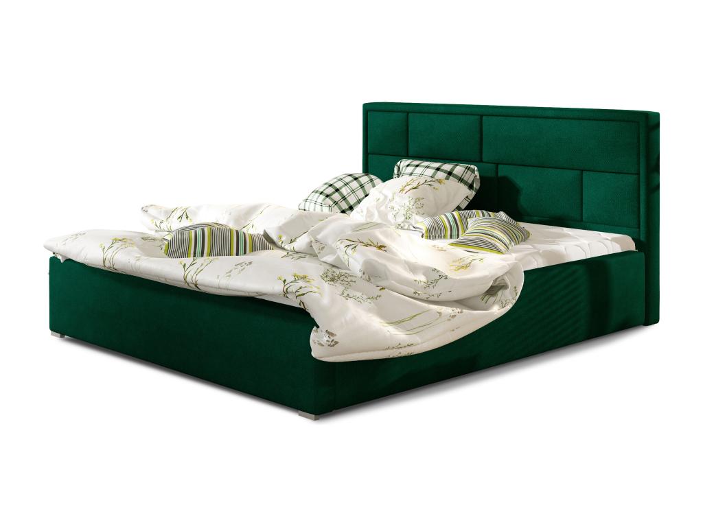Lit en velours vert, 160 x 200 cm