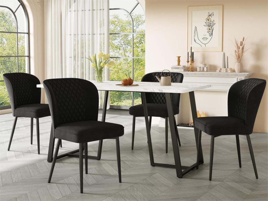 Table de salle à manger en métal noir, 140 x 80 cm